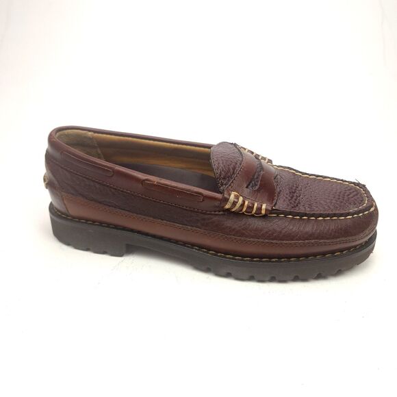 LL BEAN ALLAGASH Hand Sewn Bison Leather Penny Loafer 244478 men 7.5 EE main image 5